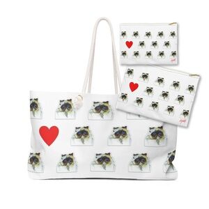 Weekender Tote Bag and 2 Zipper Pouches with Persian Cat
